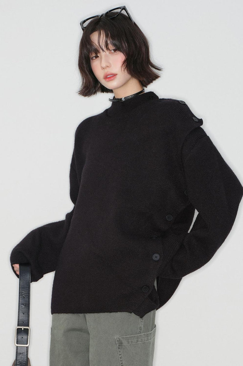 -collar Knitted Sweater