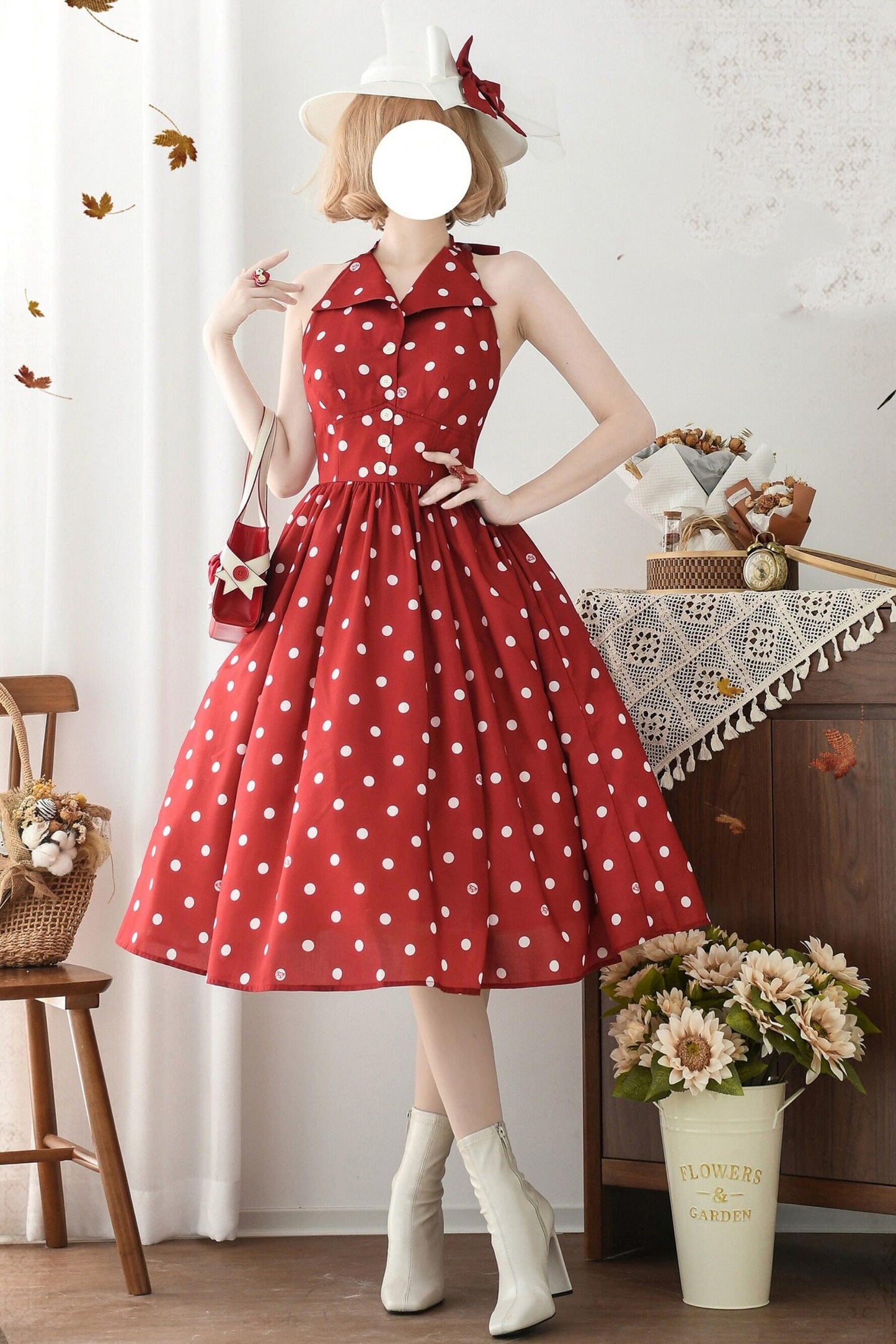 Retro Halter Neck French Flare Dress