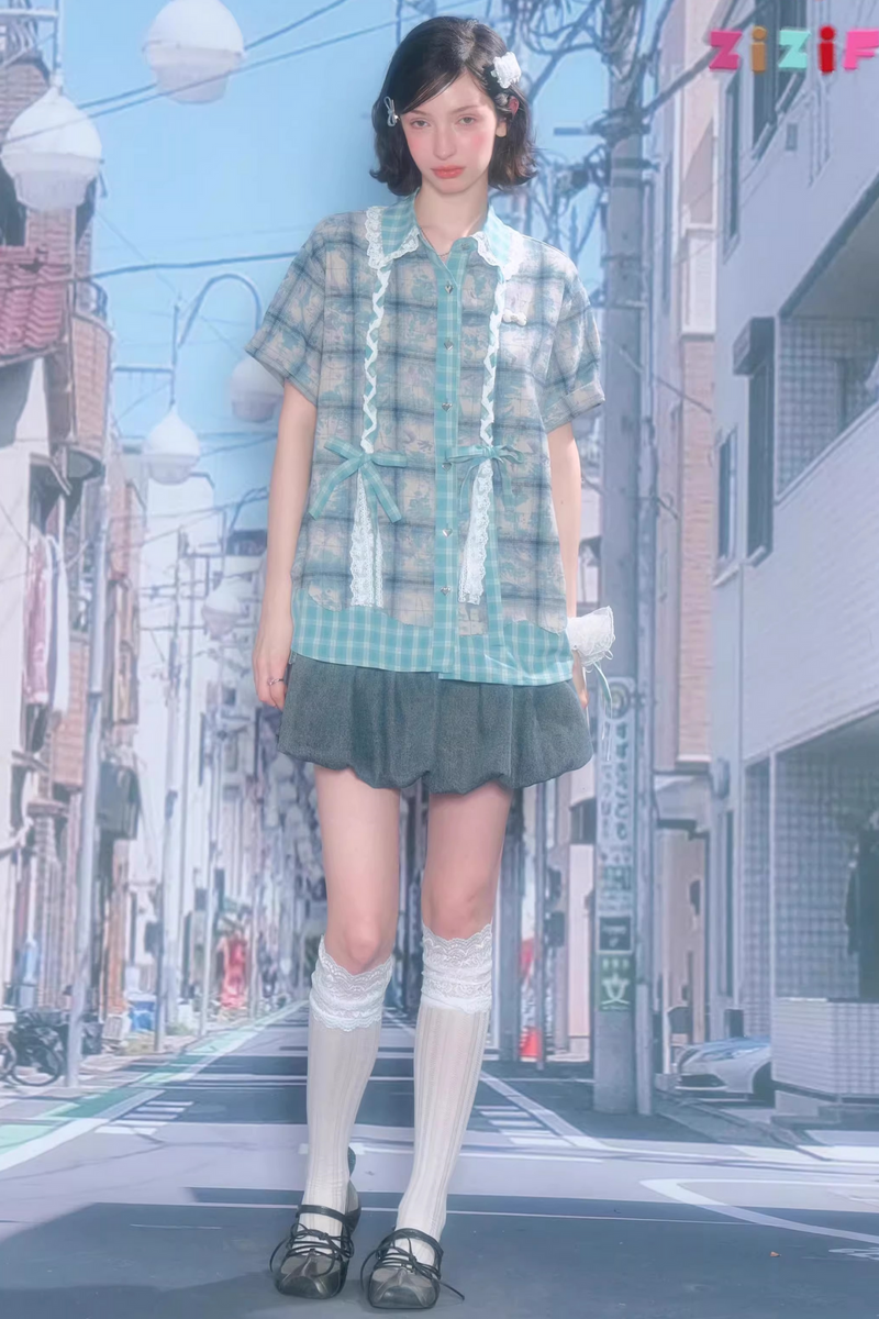 Y2k Plaid Oversized Shirt