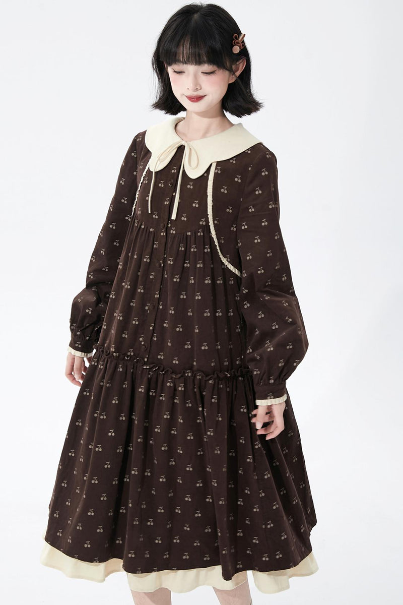 Cherry Doll Collar Retro Dress