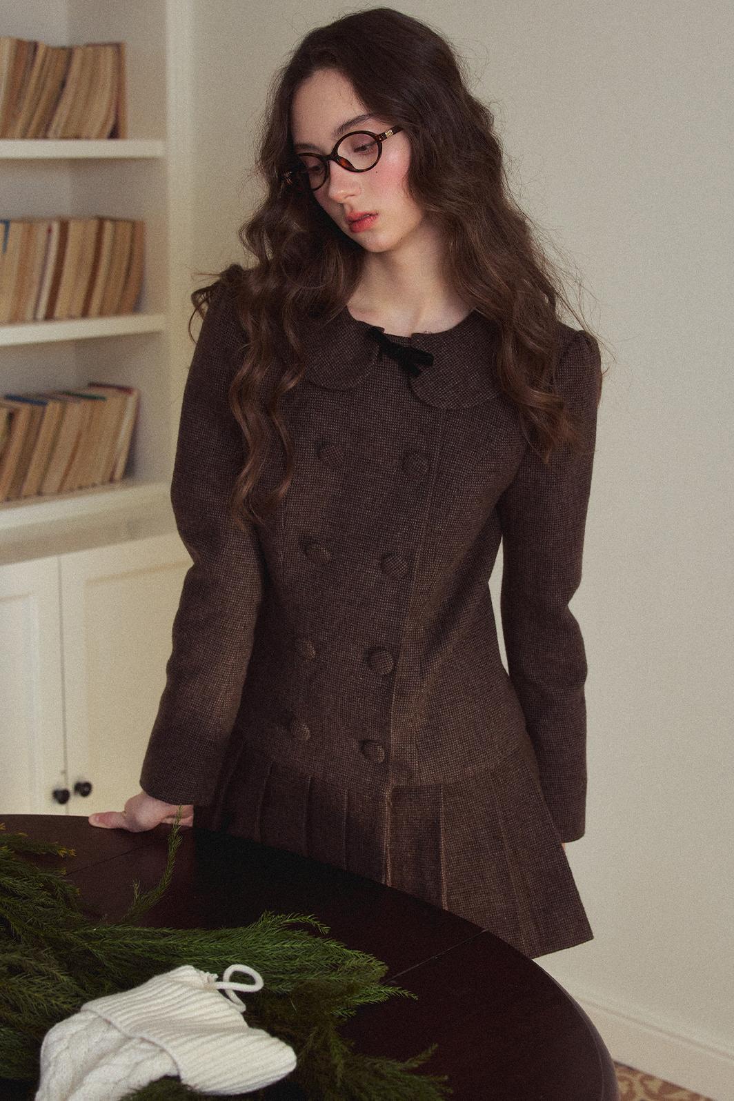 Retro Preppy Style Pleated Dress