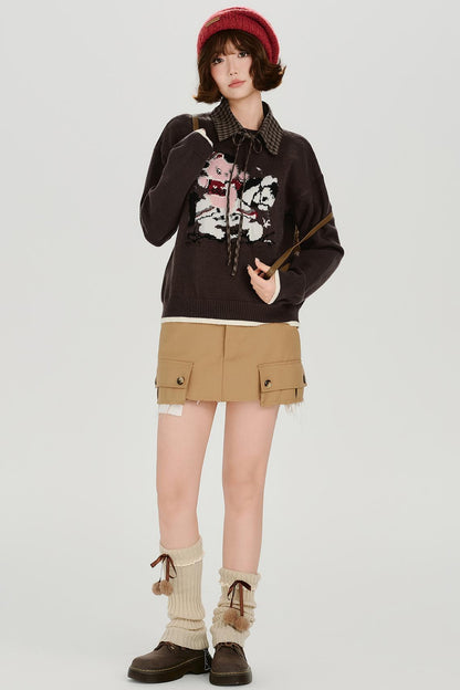 Retro Jacquard Soft Color Top