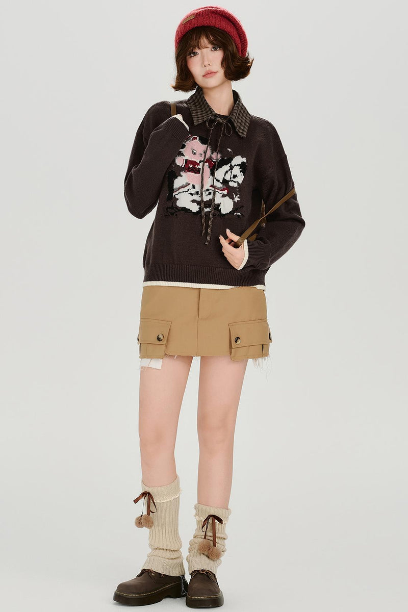 Retro Jacquard Soft Color Top