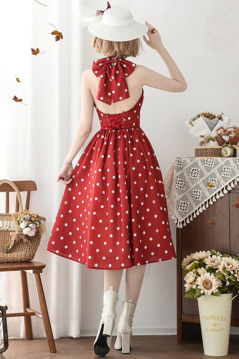 Retro Halter Neck French Flare Dress