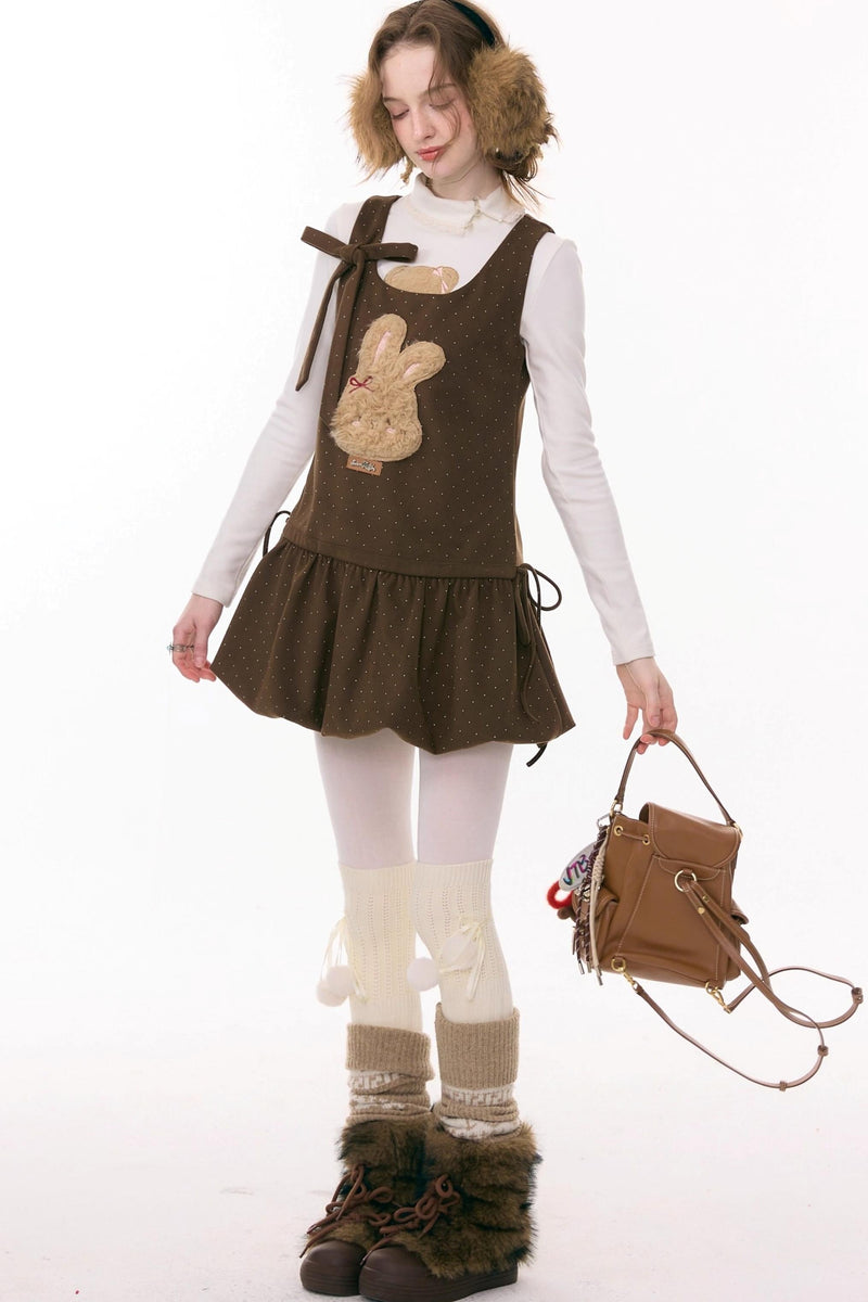 Caramel Rabbit Vest Dress