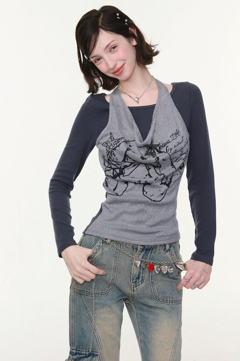 Rabbit Print Halter Top