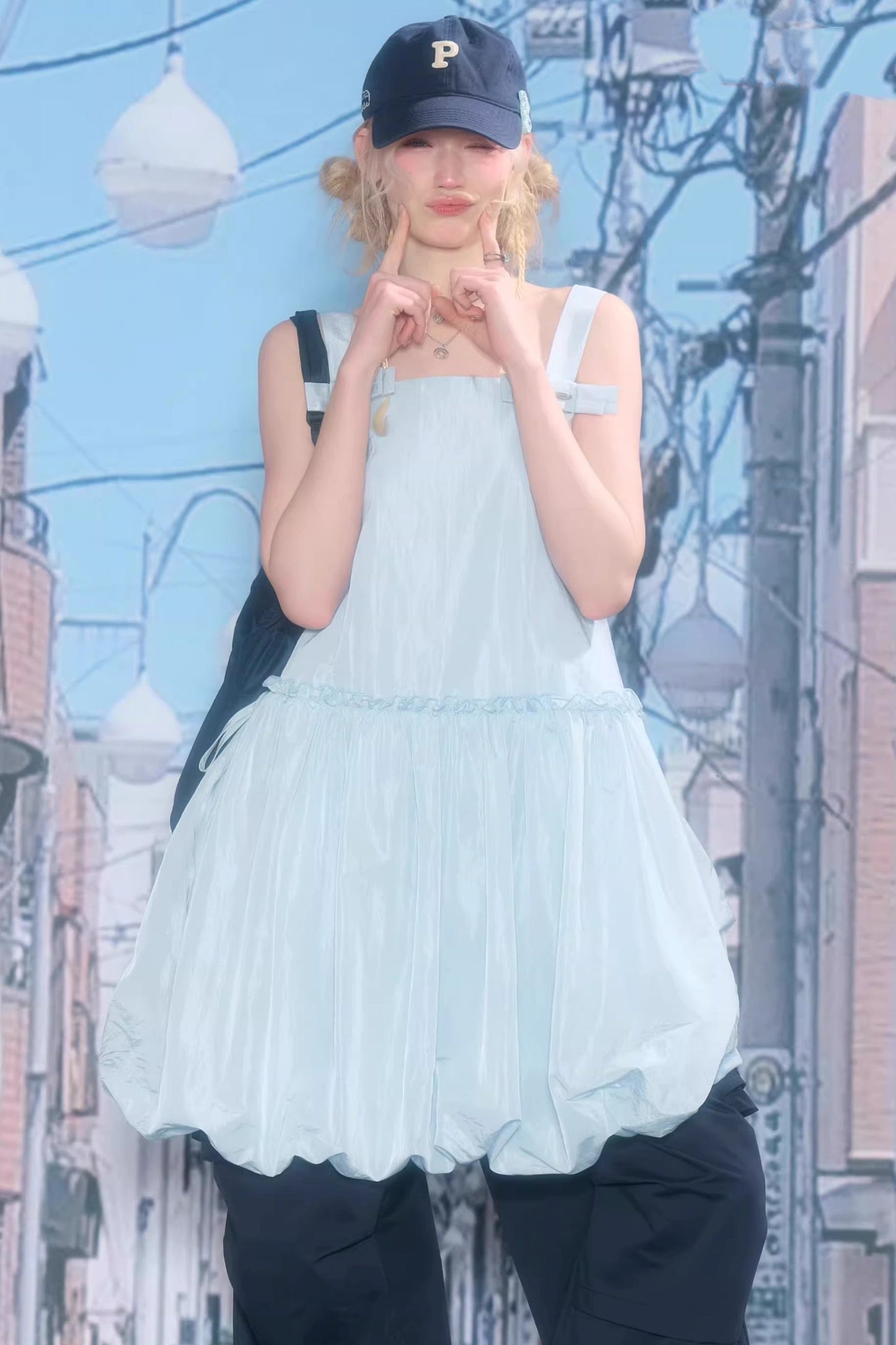 Ribbon Balloon Camisole Dress