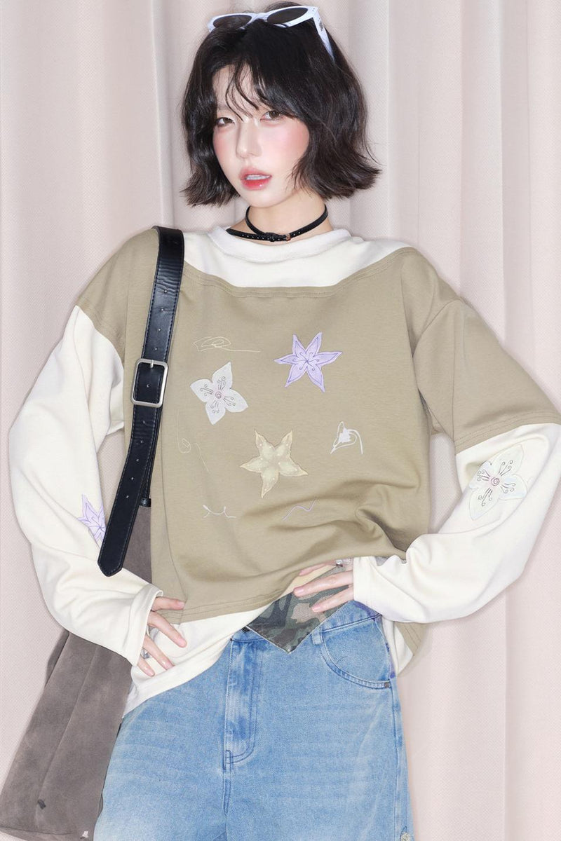 Gravity Hand-painted Color Block Top