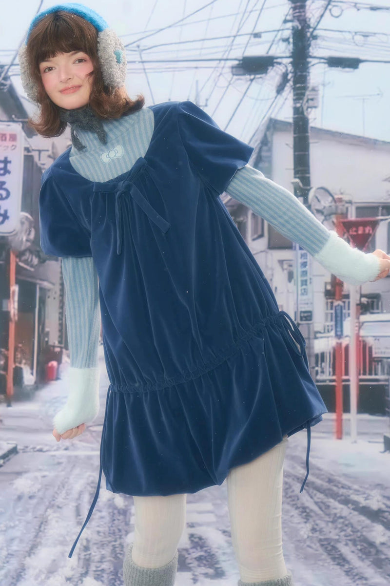 Dark Blue Velvet Dress