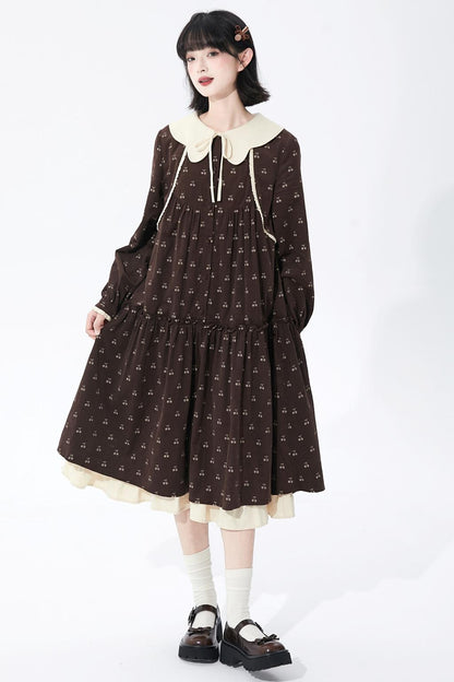 Cherry Doll Collar Retro Dress