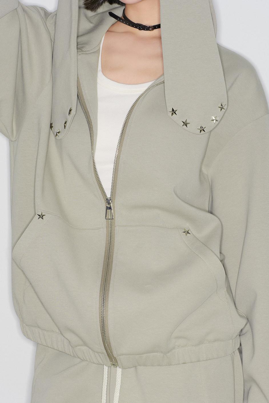 Rabbit Ears Hooded Cardigan + Straight Long Pants