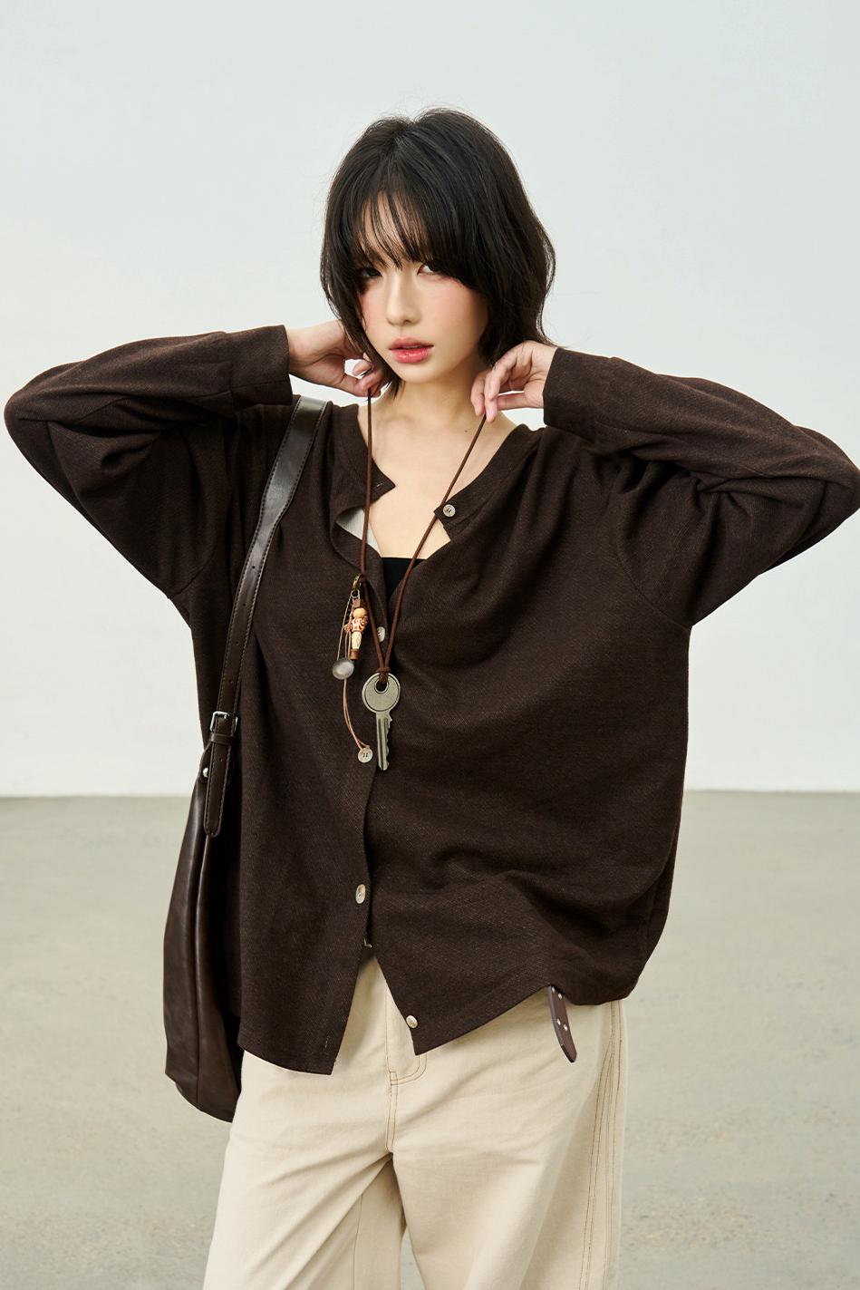 Reversible V-neck Cardigan
