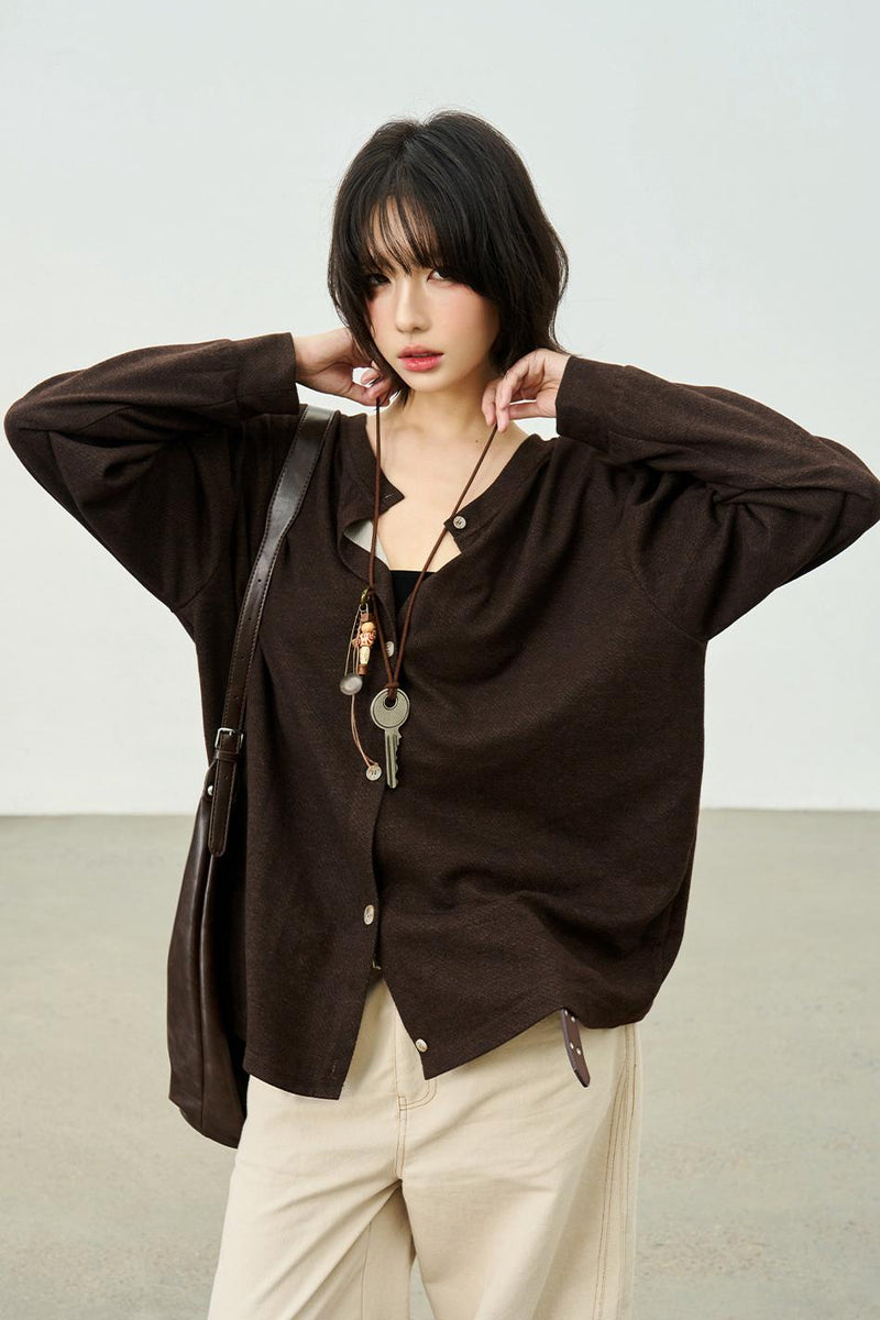 Reversible V-neck Cardigan