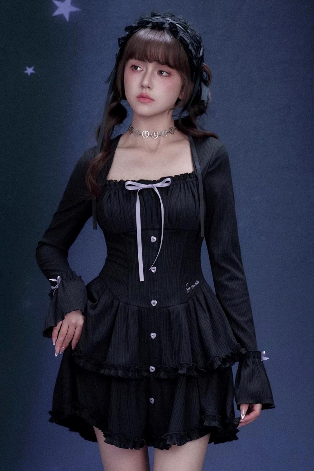 Dark Sweet Girly Tiered Dress