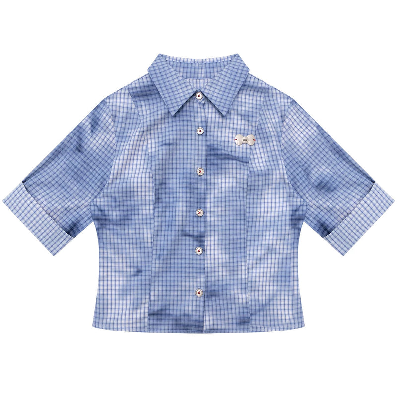 Plaid Ink Gradient Top