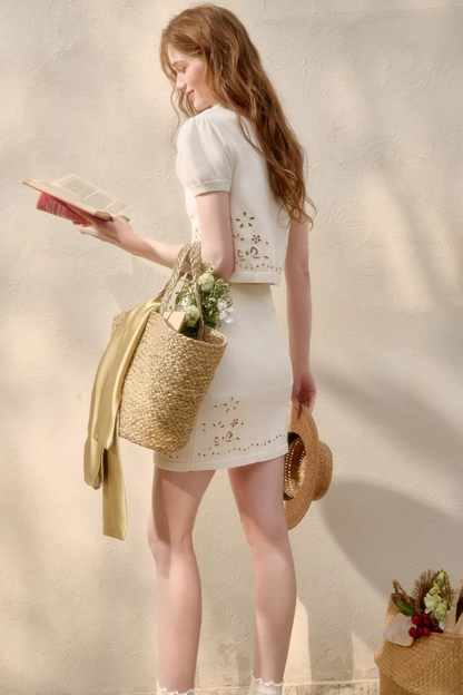 Puff Sleeve French Top + Skirt
