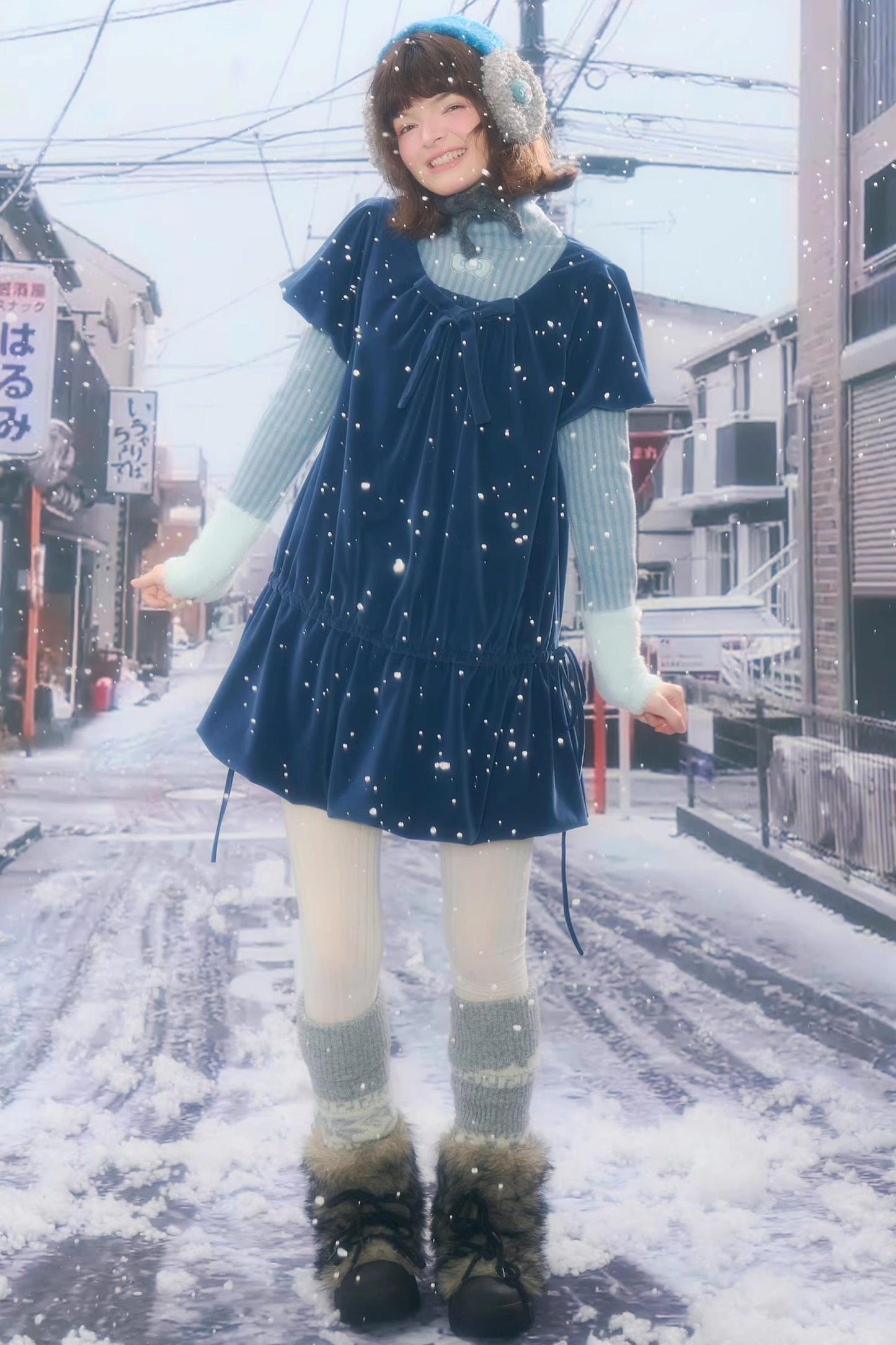 Dark Blue Velvet Dress