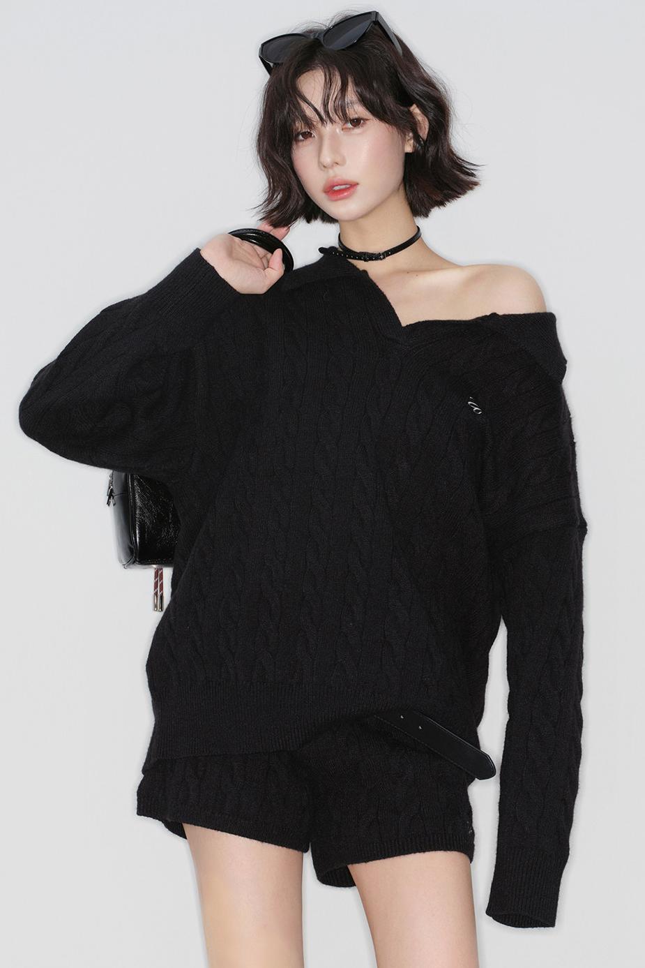 Cable Knit Polo Sweater + Pants