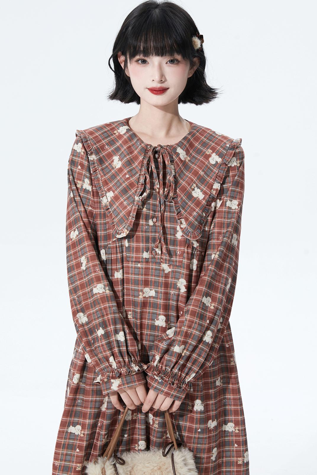 Retro Checker Puppy Dress
