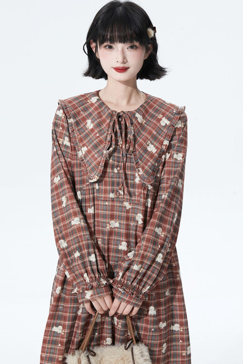 Retro Checker Puppy Dress