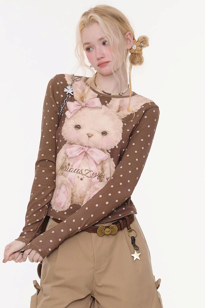 Dot Rabbit Print Top