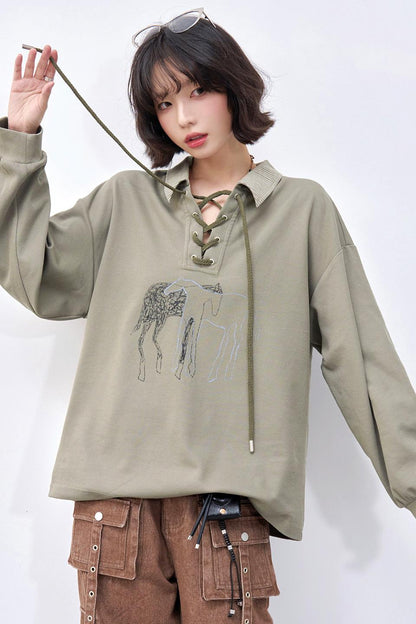 Gravity Lace-up Polo Top
