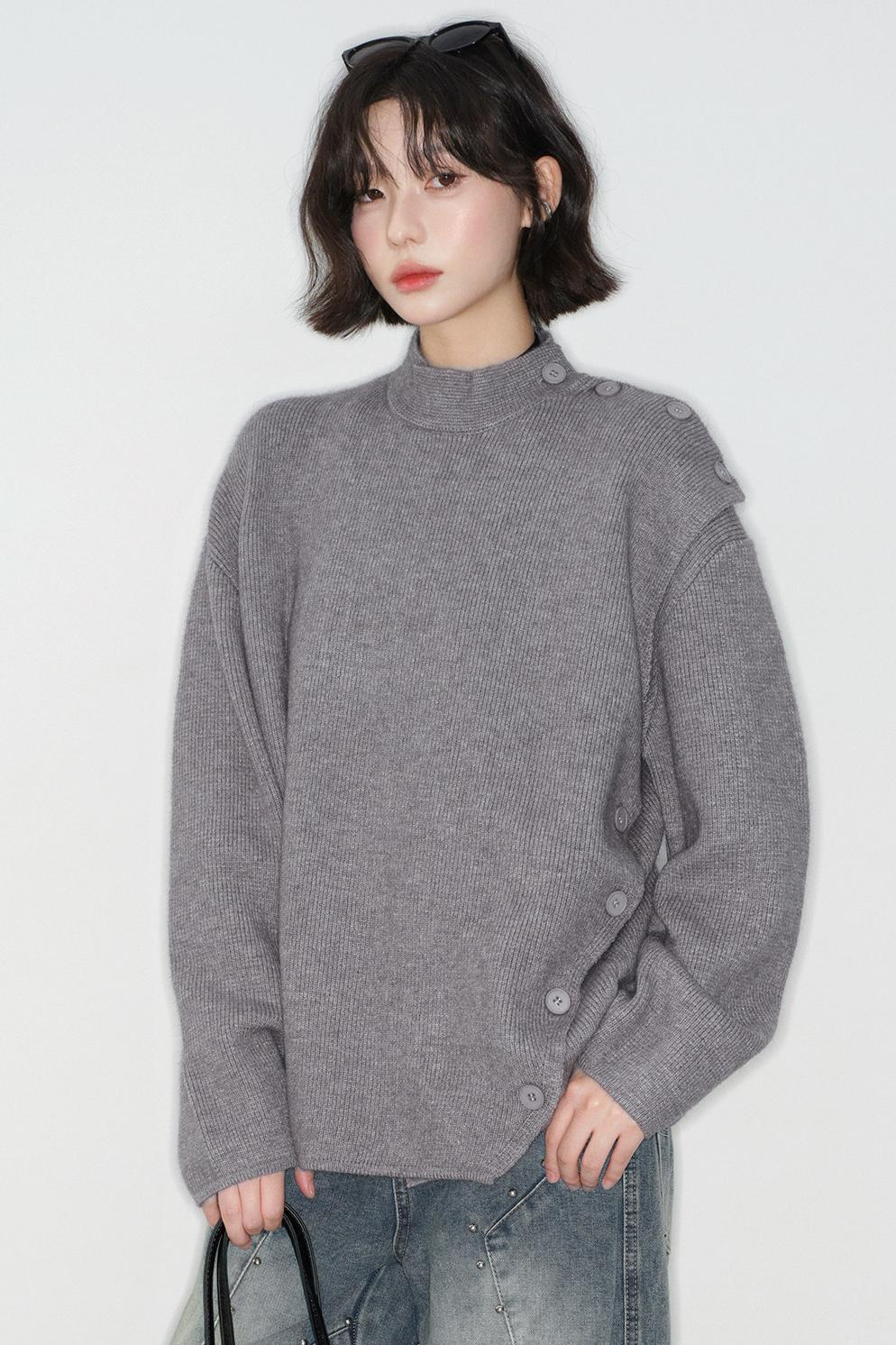 -collar Knitted Sweater