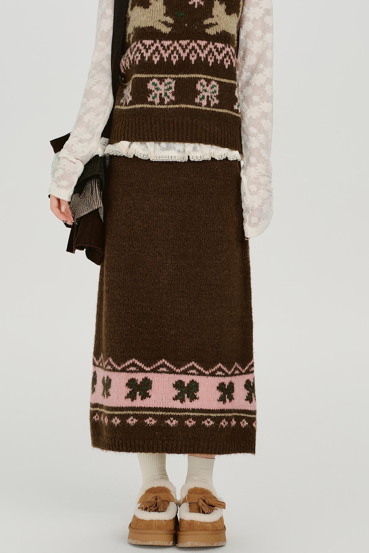 Retro Fair Isle Knit Vest + Skirt