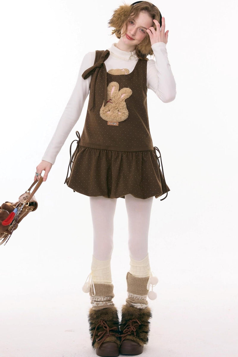 Caramel Rabbit Vest Dress
