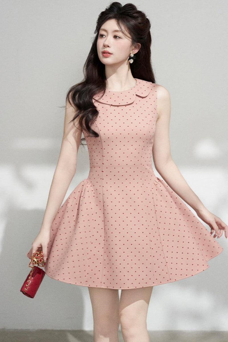 French Dot Dress + Cardigan