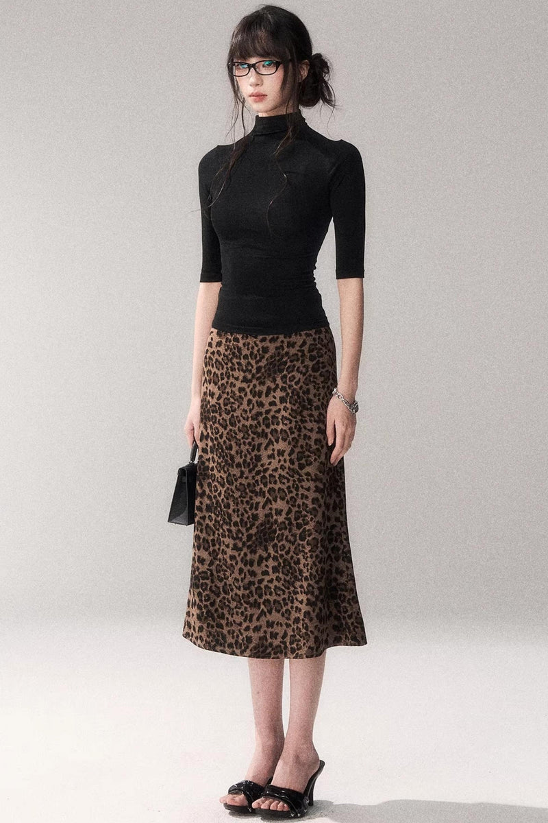 Retro Mid-sleeve Slim Top
