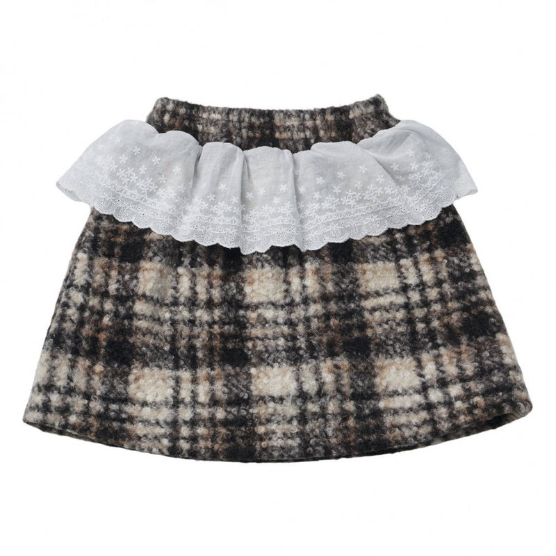 Plaid Skirt + Coat + Top + Leg Warmers