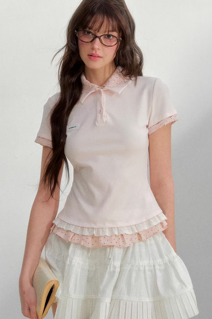 Retro Polka Dot Knit Polo