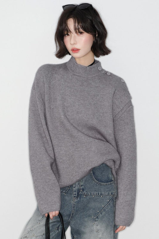 -collar Knitted Sweater