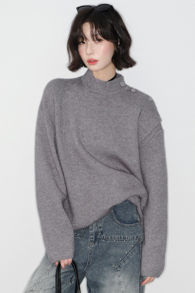 -collar Knitted Sweater