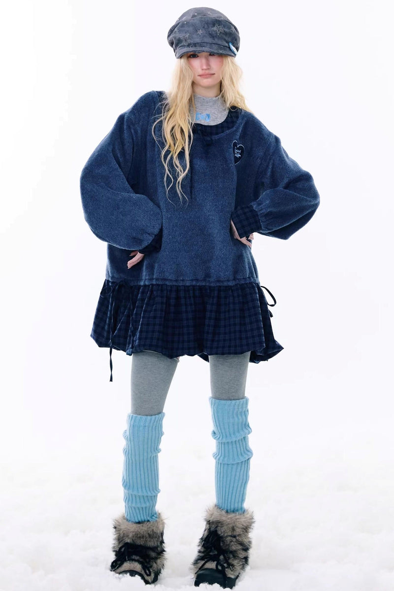 Check Loose Wide Dress
