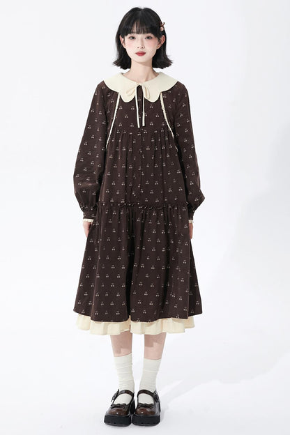 Cherry Doll Collar Retro Dress