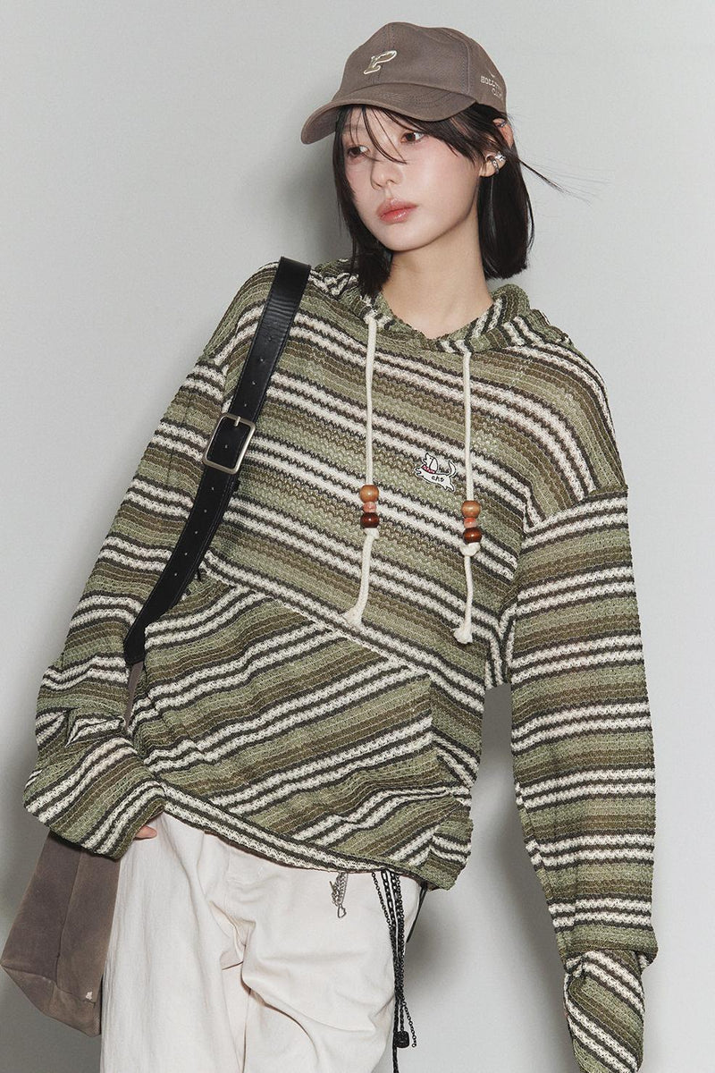 Gravity Striped Hooded Top