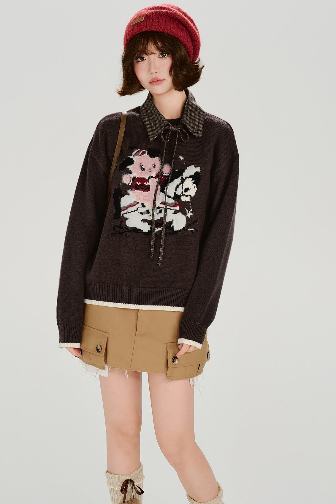Retro Jacquard Soft Color Top