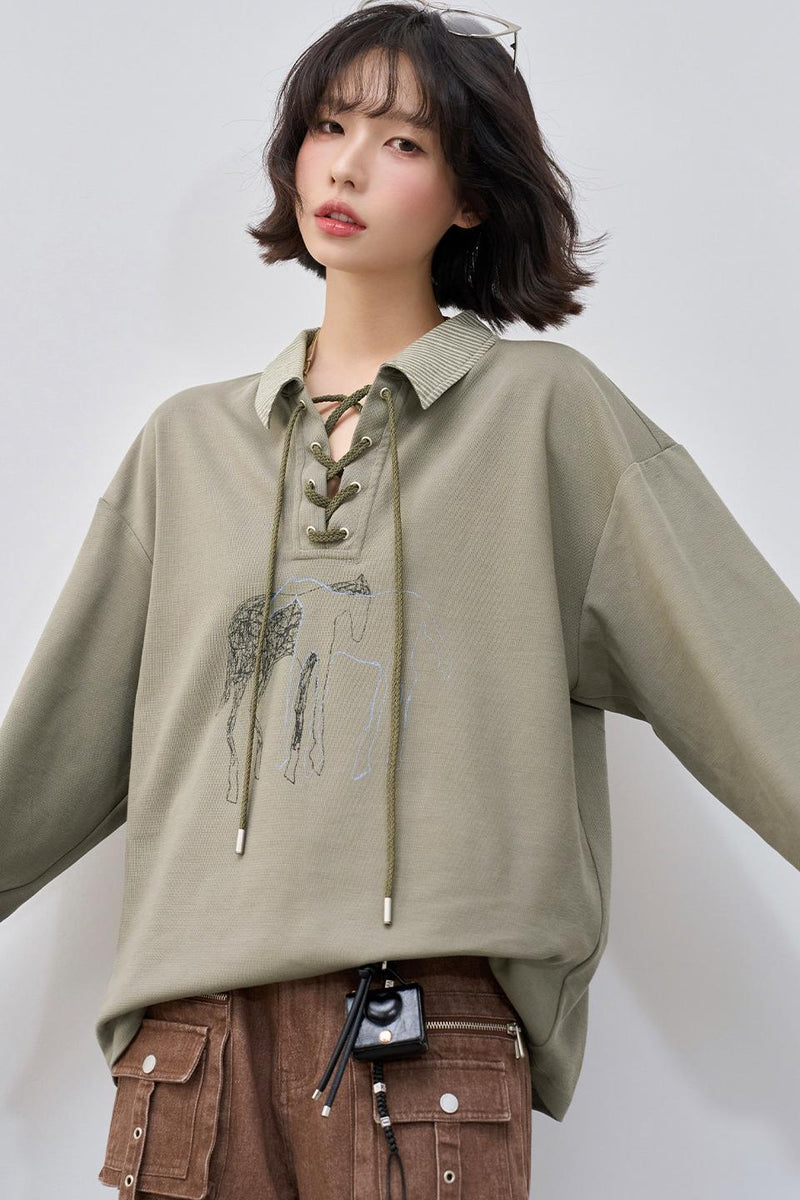 Gravity Lace-up Polo Top