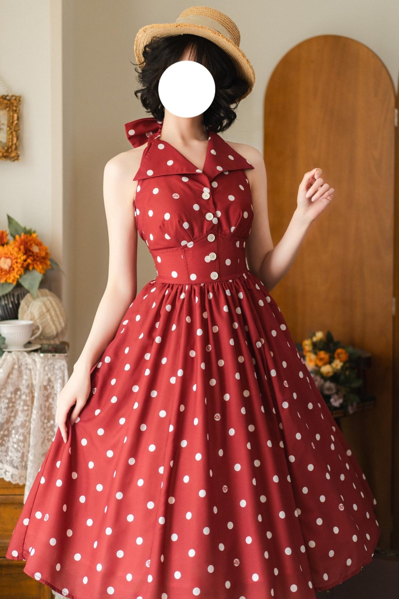 Retro Halter Neck French Flare Dress