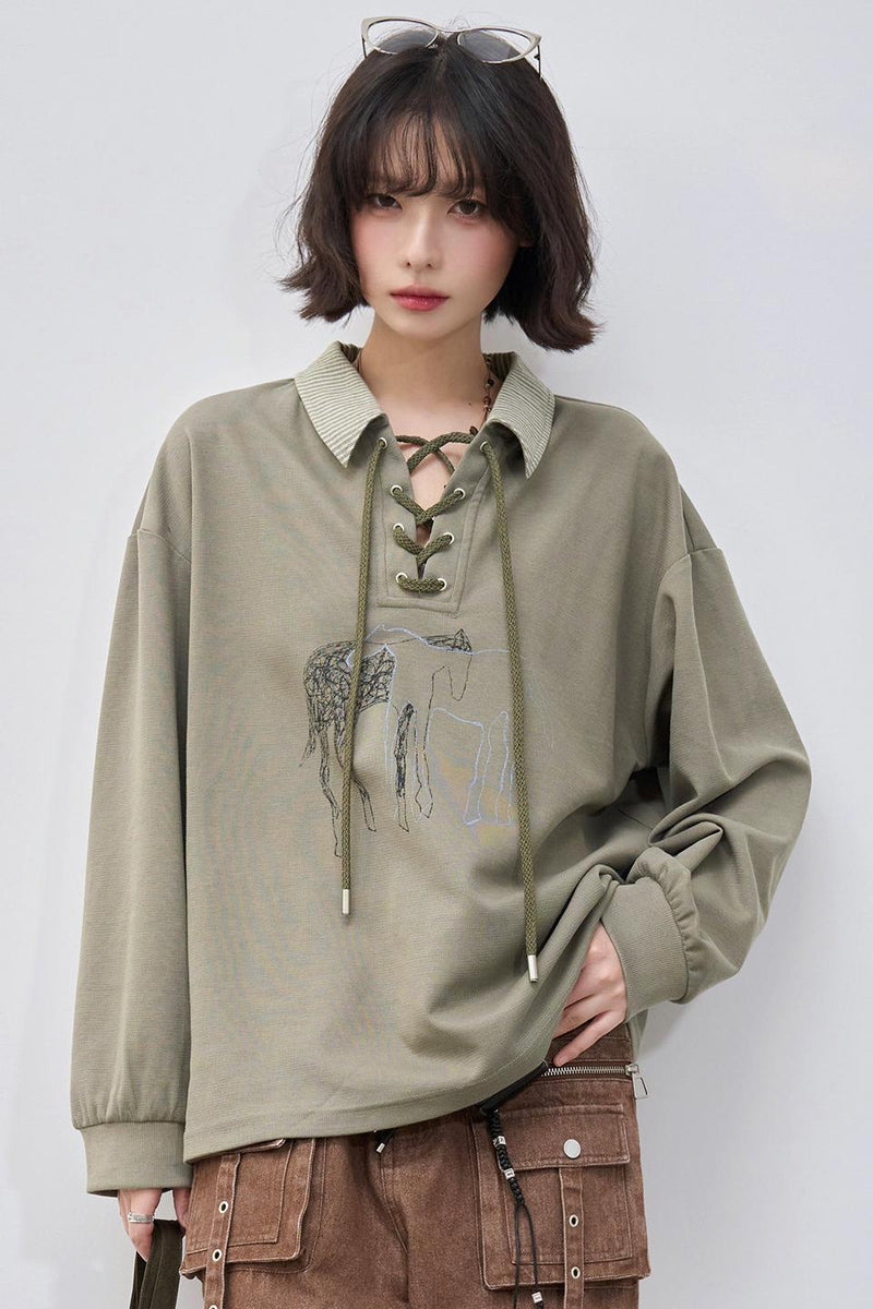 Gravity Lace-up Polo Top