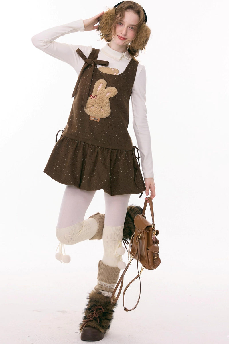 Caramel Rabbit Vest Dress