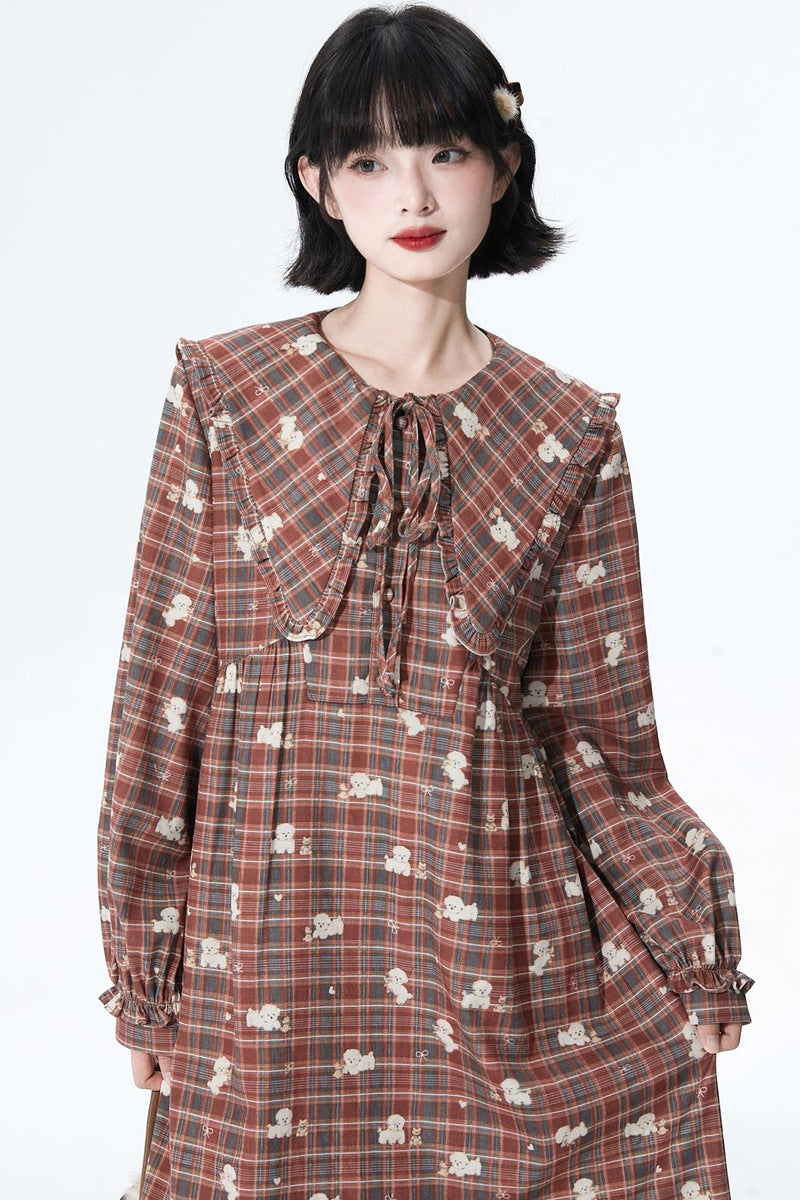 Retro Checker Puppy Dress
