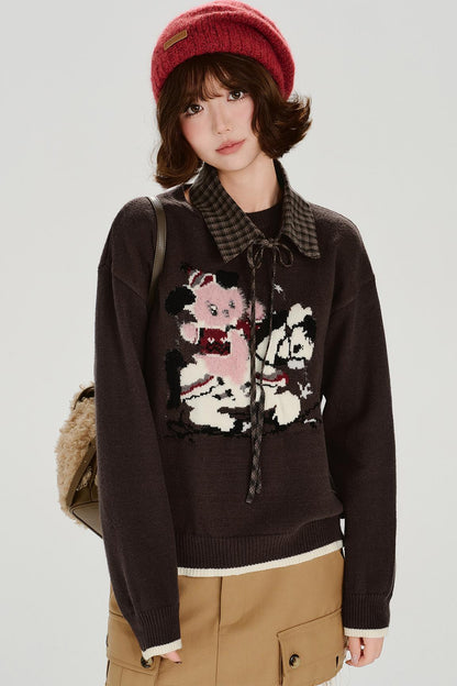 Retro Jacquard Soft Color Top