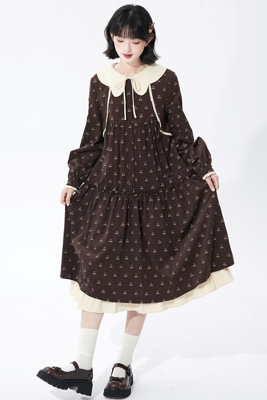 Cherry Doll Collar Retro Dress