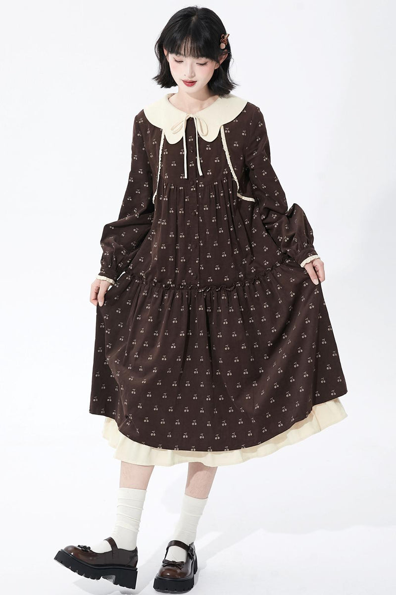 Cherry Doll Collar Retro Dress