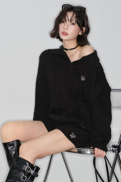 Cable Knit Polo Sweater + Pants