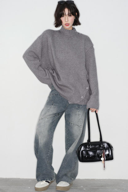 -collar Knitted Sweater