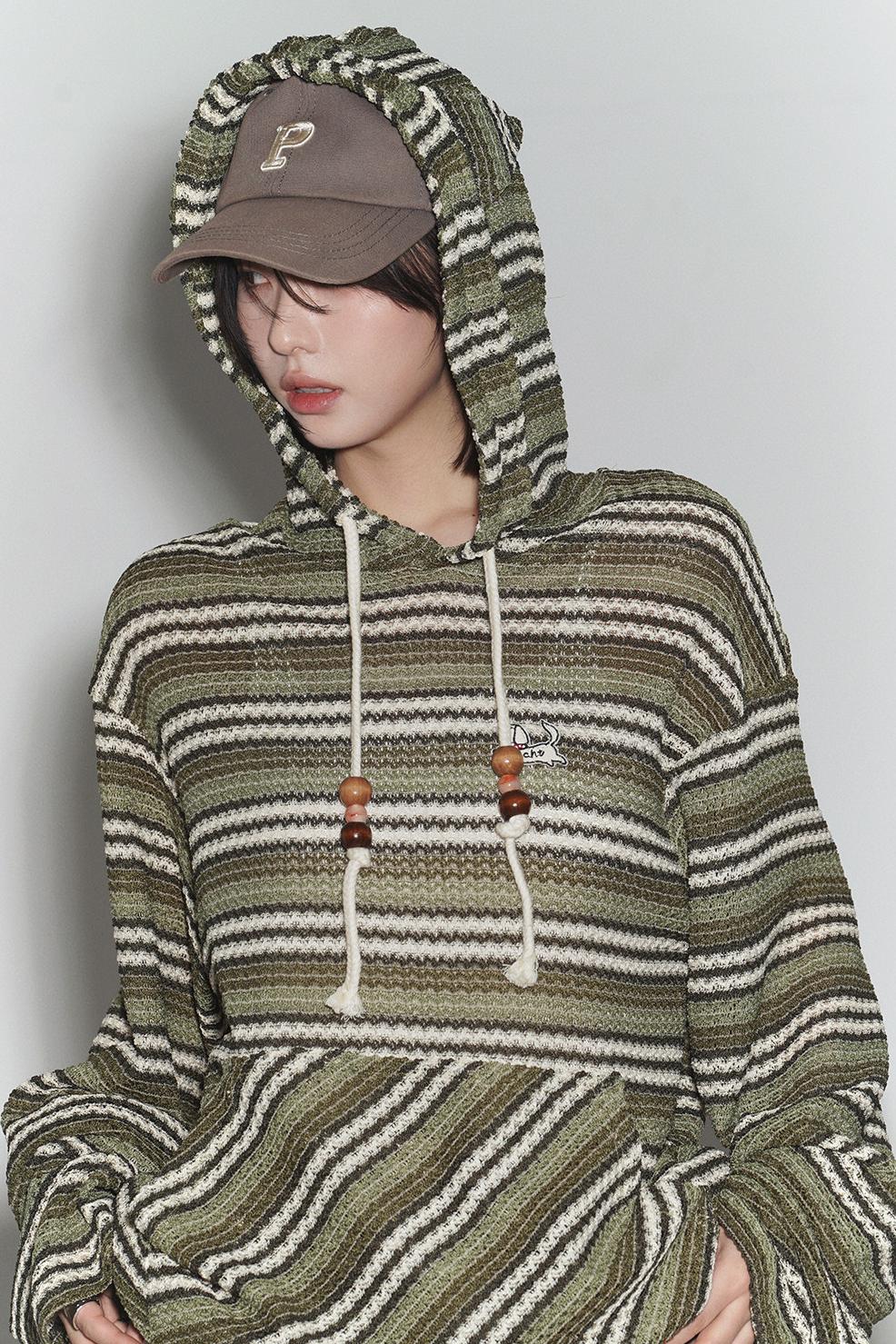 Gravity Striped Hooded Top